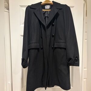 British Vogue Black Double-Breasted Wool Blend Coat